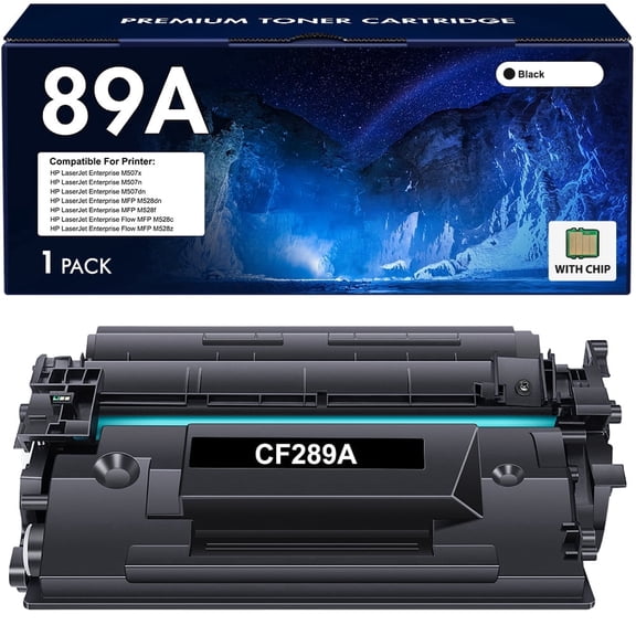 Compatible for 89A Toner Cartridge CF289A Black (with Chip) 89A CF289A 89X CF289X for Enterprise M507 M507n M507dn M507x MFP M528dn M528 Series Printer (1 Pack)