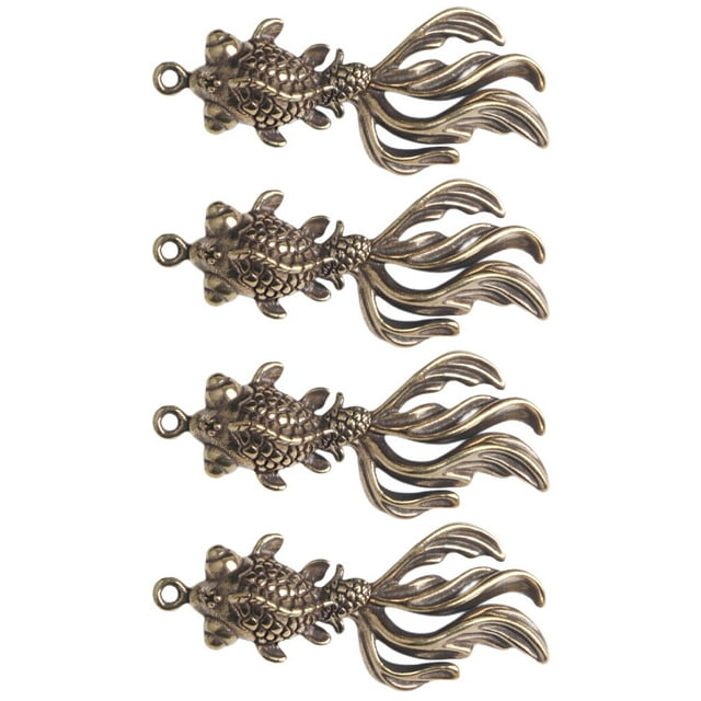 MasteelfCA 4 Pcs Pendentif Poisson Rouge en Laiton Pendentif Vintage Poisson Rouge Breloques DIY pour Clé de Voiture