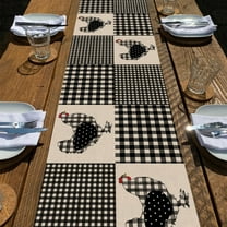 Farm Chicken Hen Animal Placemats Set of 4, Black White Buffalo Check Plaid Farmhouse Chick Dining Table Place Mats, Spring Summer Country Rustic Kitchen Decor Home Decoration 12 x 18 Inch