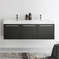 thumbnail image 3 of Fresca Fcb8093-D-I Vista 59" Wall Mounted Double Basin Vanity Set - Black, 3 of 5