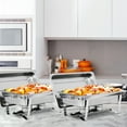 thumbnail image 4 of SuperDeal Set of 2 Chafing Dish 8 Quart Rectangle Tray Alcohol Warmer Buffet Catering Silver, 4 of 9