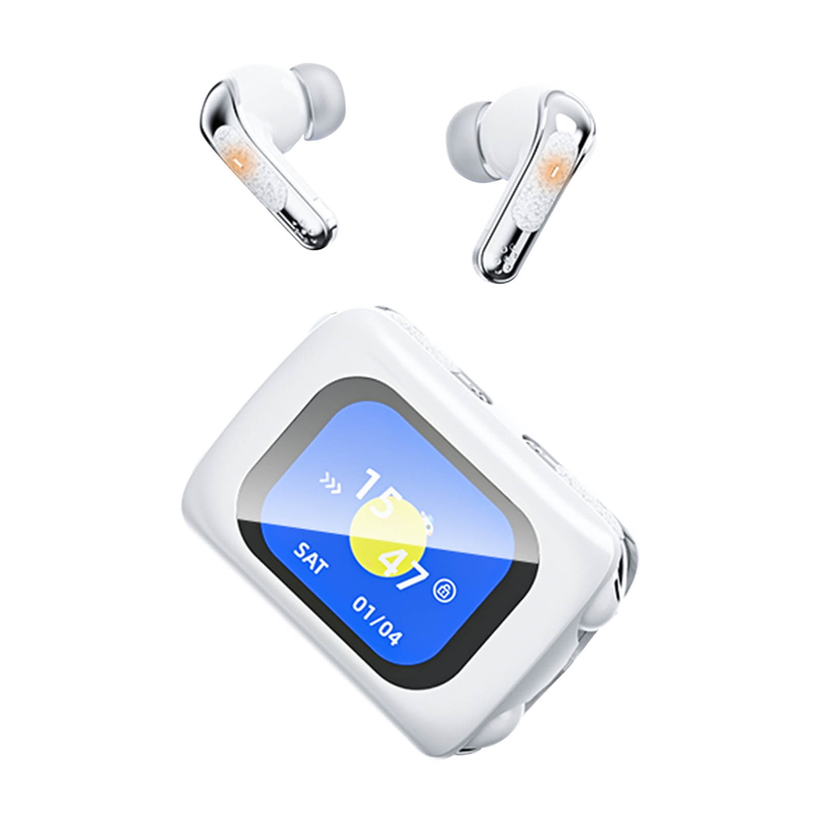 COM1950s Bluetooth Earbuds for Couples,4 in 1 Wireless Earphones with Smart Touch Screen,Noise Canceling,Bluetooth 5.4,Long Battery Life,Dual Sharing,Hands-Free Calling