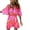 Hot Pink, variant on Herrnalise Women’s Dresses Summer 2024 Sexy TrumpetHalf SleeveRuffleHem Irregular Printed V-Neck Waist MiniRuffle Dresses S-2XL