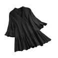 thumbnail image 3 of Aboser Womens Plus Size Tunic Shirts L-8XL Plain Cotton Linen Tunics or Tops Casual Ruffle Hem T Shirt Loose V Neck Blouses Cozy 3/4 Length Sleeve T-shirts, 3 of 5