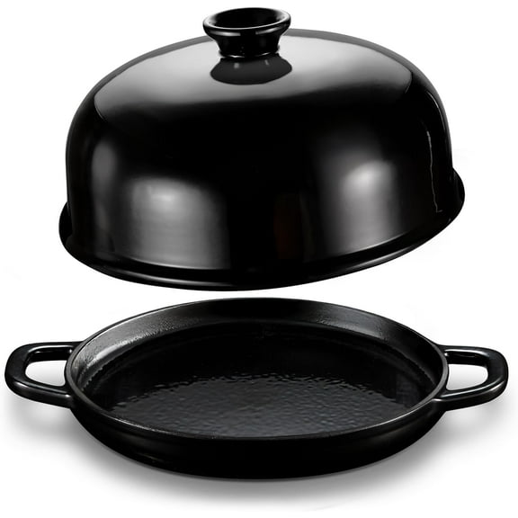 Kook Bread Oven, Sourdough Pan with Lid and Handles, Enameled Cast Iron Pan and Ceramic Lid, For Baking, Cooking, Roasting, Black