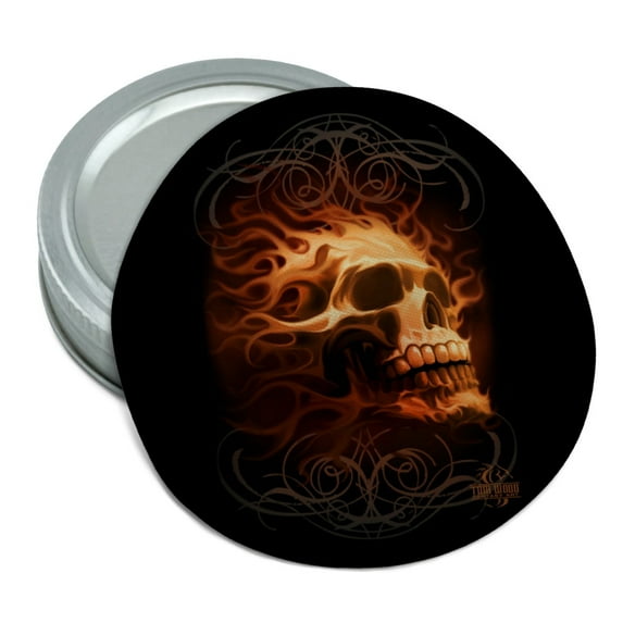 Flaming Fire Skull Design Round Rubber Non-Slip Jar Gripper Lid Opener