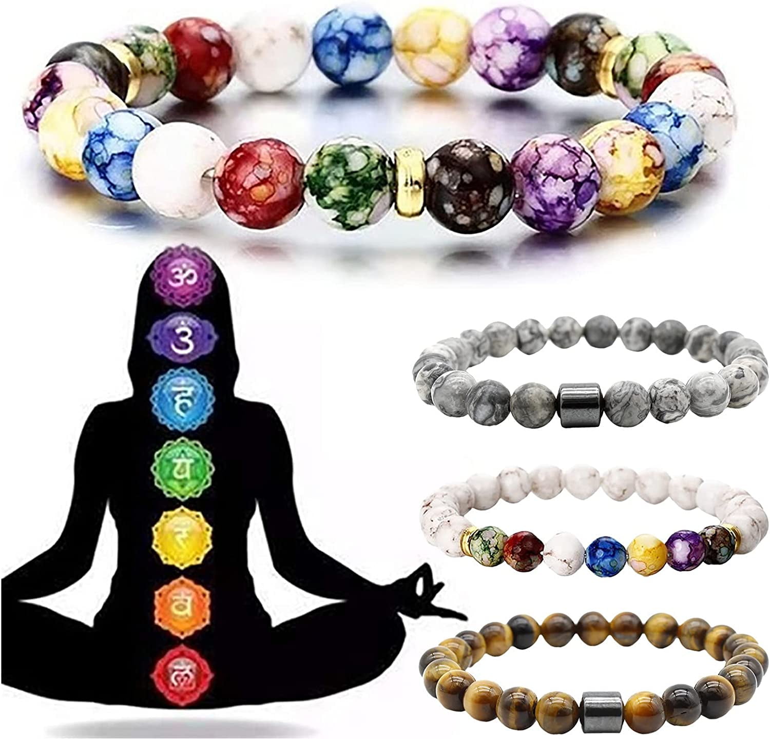 Chakra Bracelets for Women Natural Volcanic Stone 1Pcs 7 Chakras Crystals and Healing Stones Bracelets Crystal Bracelet Yoga Beaded Bracelets A One Size Walmart