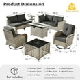 thumbnail image 3 of XIZZI 9 Pieces Wicker Patio Furniture Outdoor Conversation Set with Fire Pit Table and Swivel Rocking Chairs Rattan Patio Sectional Sofa with Cushions for Backyard, Black, 3 of 12