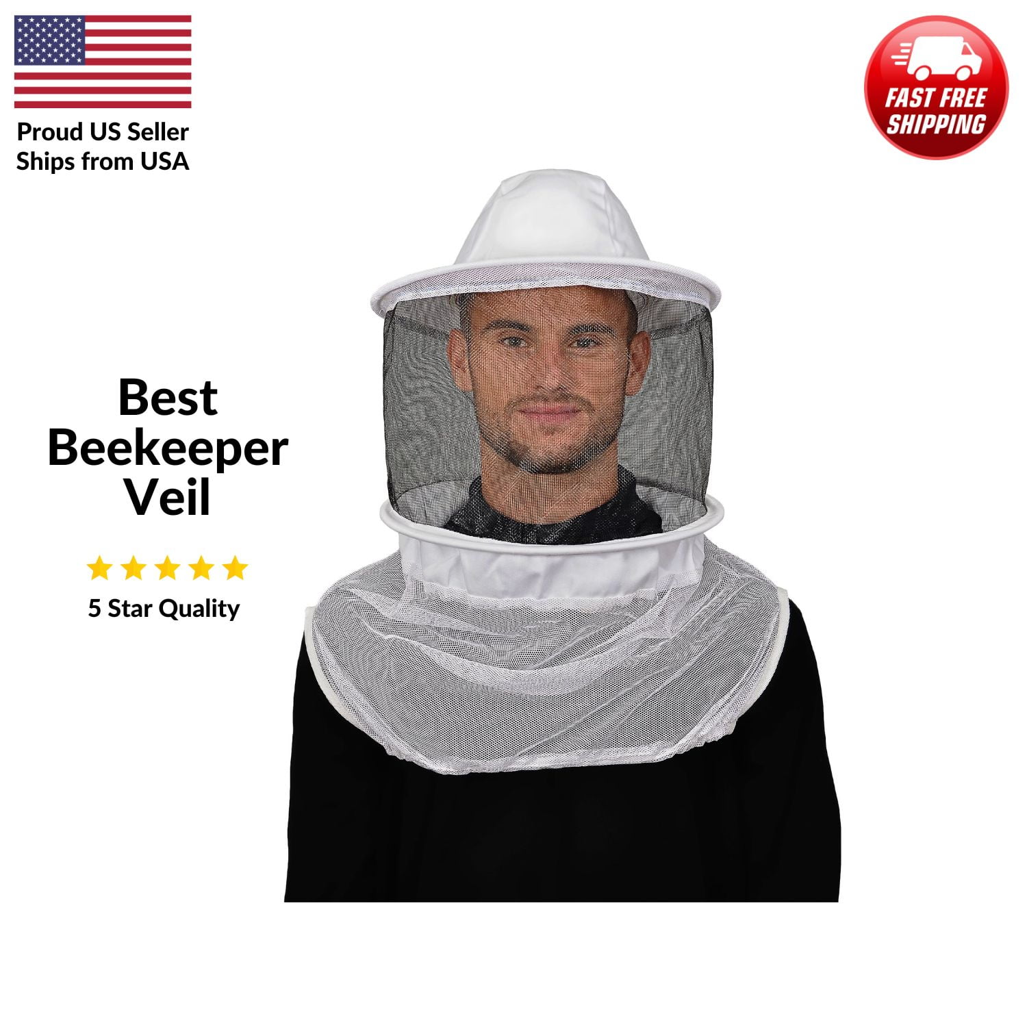 Beekeeping Veil with Hat one piece construction quick grab & go 