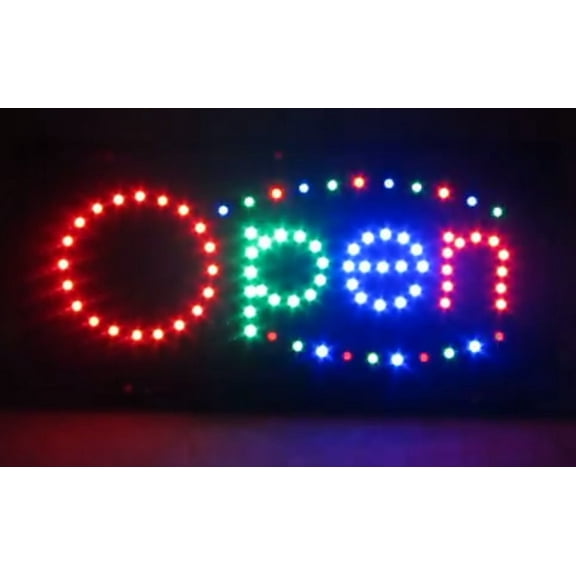 Homelala - Open Circle Sign - Large Letters - High Visible Bright Colors Led Flashing Animated Neon Sign Motion Light Chain 19x10