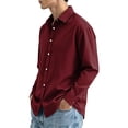 thumbnail image 3 of Business Casual Dress Shirts For Men Solid Lapel Collar Long Sleeve Button Down Regular Fit Poplin Material Fall Work Shirts Wide Color Range, 3 of 5