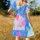 thumbnail image 5 of Vestido de manga corta azul memphis retro pop de los años 80 vestidos africanos para mujer vestidos de cóctel, 5 of 7