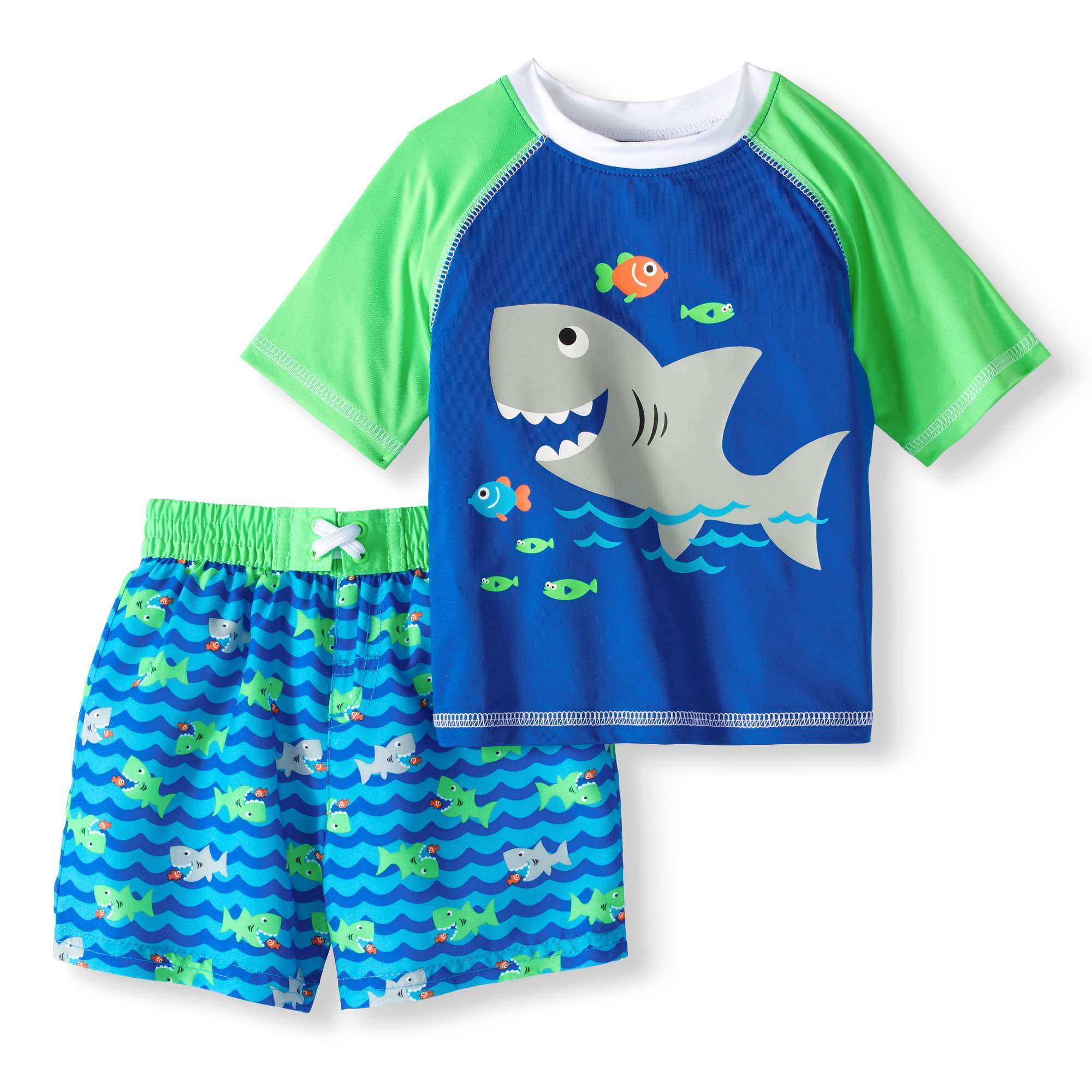 Healthtex Baby Boy Short Sleeve Rash Guard & Swim Trunk 2pc Set