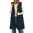 thumbnail image 5 of Quealent Women's Long Puffer Vest Casual Sleeveless Puffy Jacket with Removable Hood Black for Size XXL, 5 of 7