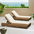thumbnail image 2 of Christopher Knight Home Broadway Acacia Chaise Lounges (Set of 2) by  Sandblast Teak Finish+Cream, 2 of 5