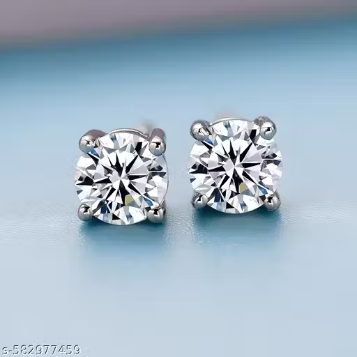 925 Sterling Silver Lab-Grown Diamond Round Solitaire Stud Earrings