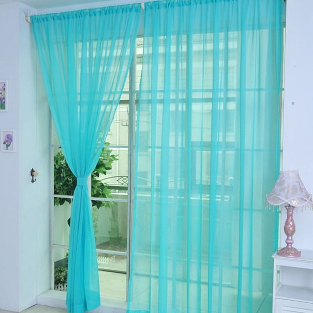 Lefu Coloré Tulle Voile Porte Battant Rideau Drapé Panneau Écharpe Pure Diviseur