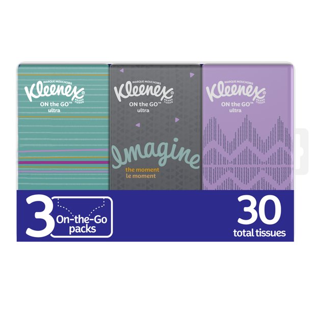 Kleenex Go Packs Facial Tissues 3 Packs 10 Tissues Per Pack 30 Tissues Total Walmart Com Walmart Com