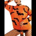 thumbnail image 2 of Suéter de Punto Jacquard de Halloween de Larga para Mujer, Cuello Redondo, para Otoño e Invierno. Naranja Rojo L, 2 of 7