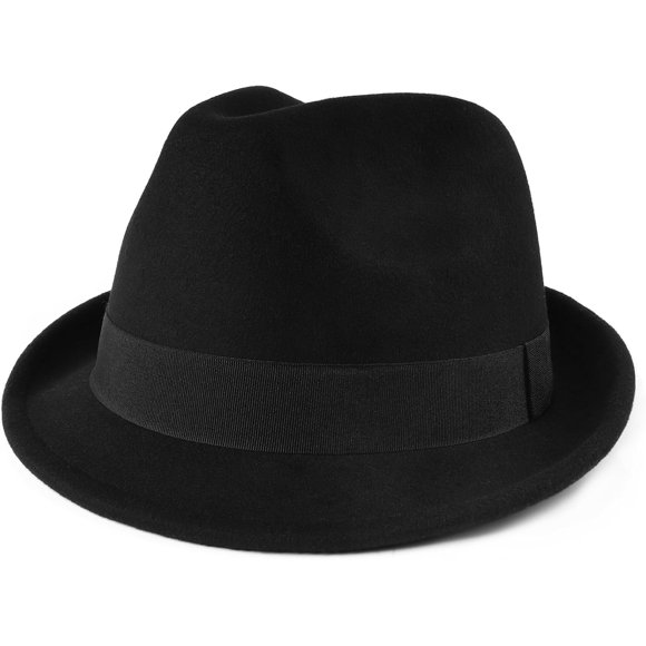 Multi Size Felt Trilby Hats,Adjustable Size Warm Fedora Hat,Unisex Manhattan Hat,Short Brim Cuban Hat with Ribbon