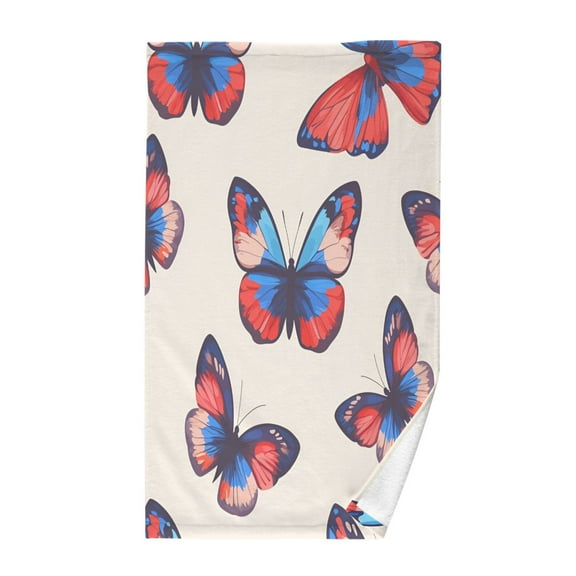 Yayeee 100% Cotton Hand Towels for Bathroom 16" x 28" Soft Absorbent Kitchen Towel, Blue Butterflies