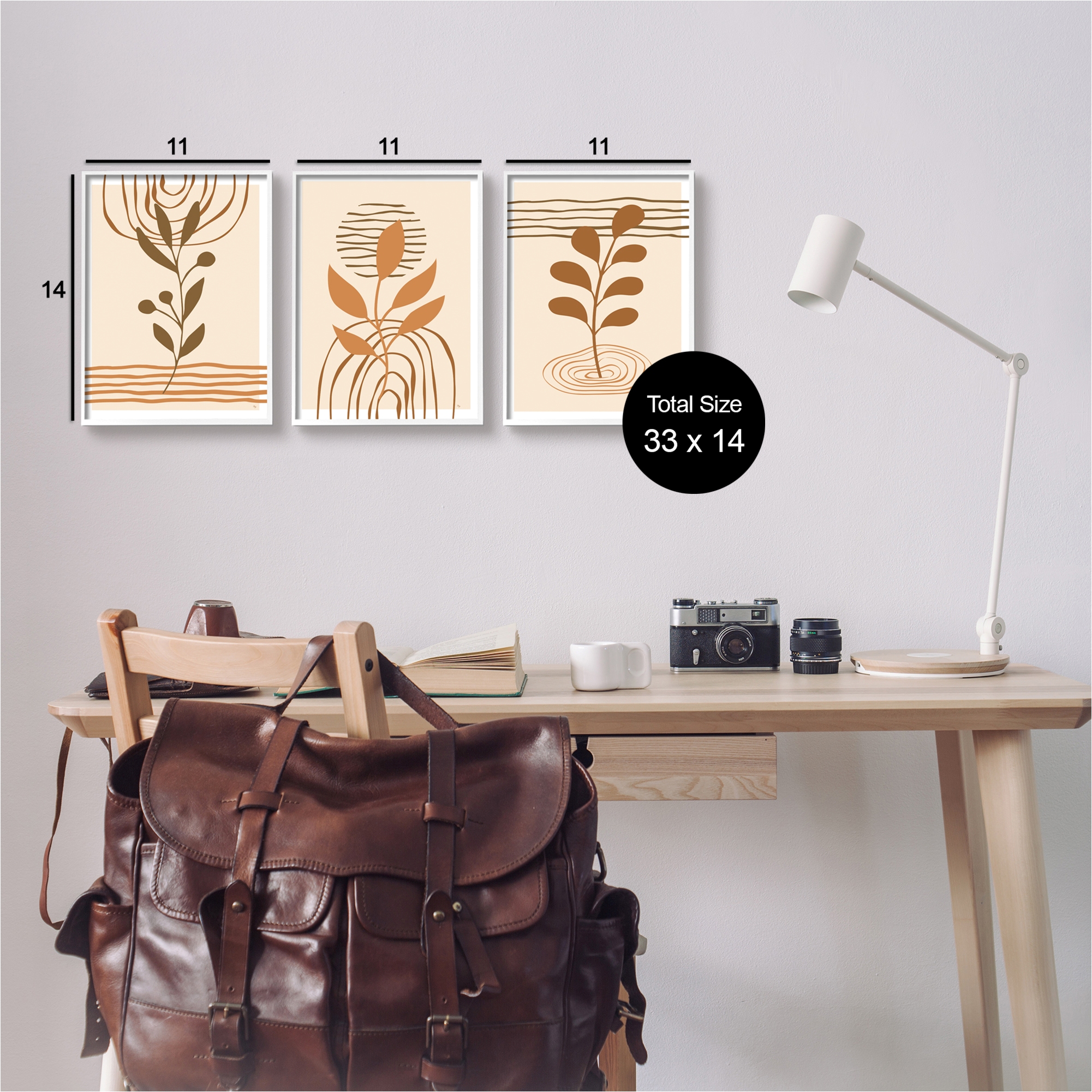 Stupell Industries Beige Boho Sprouts Botanical & Floral Painting White Framed Art Print Wall Art, 11 x 14