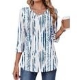 thumbnail image 3 of Fantaslook 3/4 Length Sleeve Womens Tops Dressy Casual Boho Blouses V Neck Pleated Tunic Tops Work Shirts, 3 of 8
