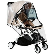 Stroller Rain Cover, Safe Waterproof EVA Stroller Protector Cover with Zippered Front Window & Adhesive Fasteners, Transparent Travel Weather Shield, No-Odor EVA Accessory for Stroller