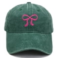 thumbnail image 2 of Breast Cancer Hats for Women Bow-Tie Baseball Cap Vintage Washed Cotton Adjustable Distressed Embroidered Dad Hat Trendy Cute Aesthetic Preppy Sun Hiking Travel Trucker Hat Accessories, 2 of 5