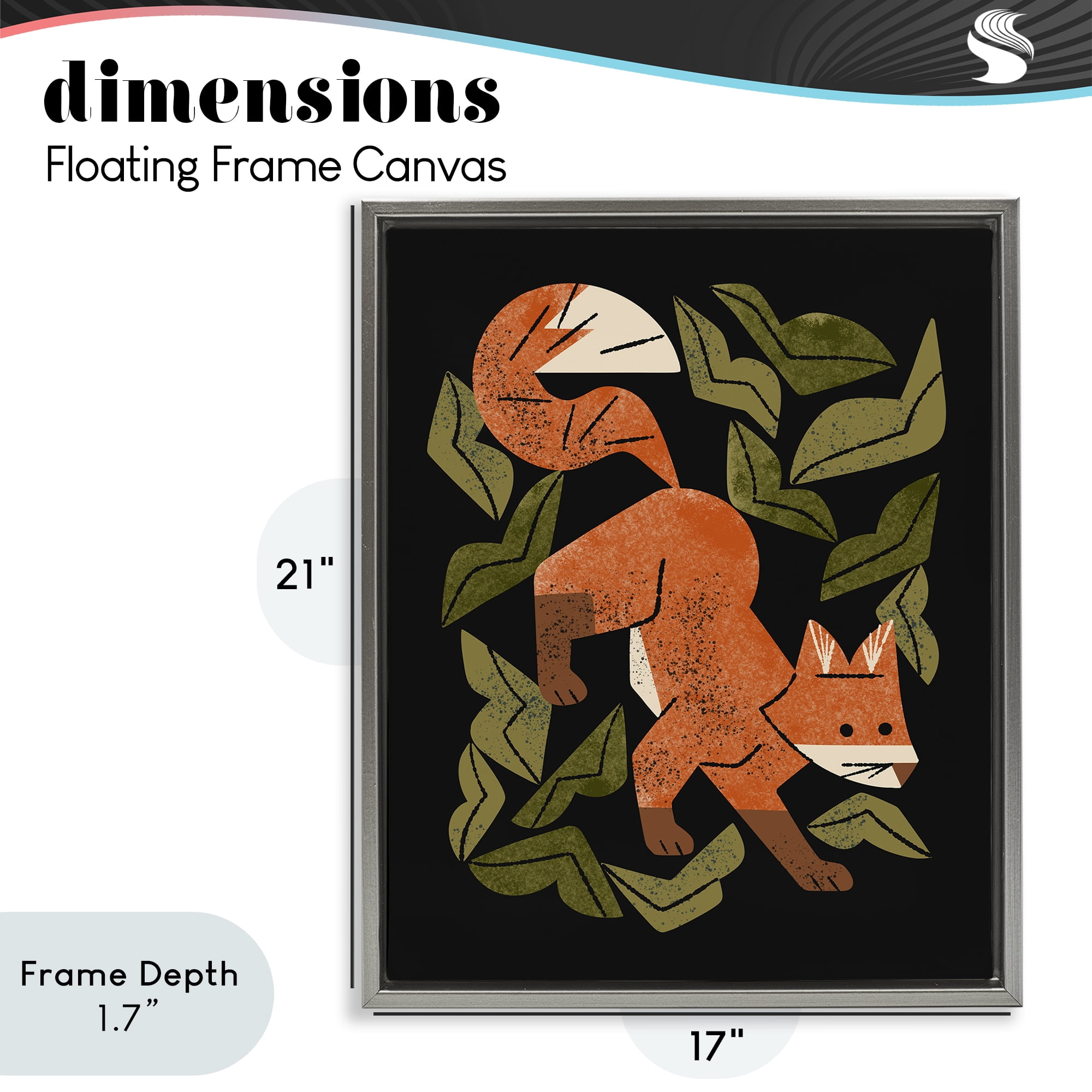 Stupell Industries Fox In The Brush Gray Framed Floater Canvas Wall Art, design by Renea L. Thull