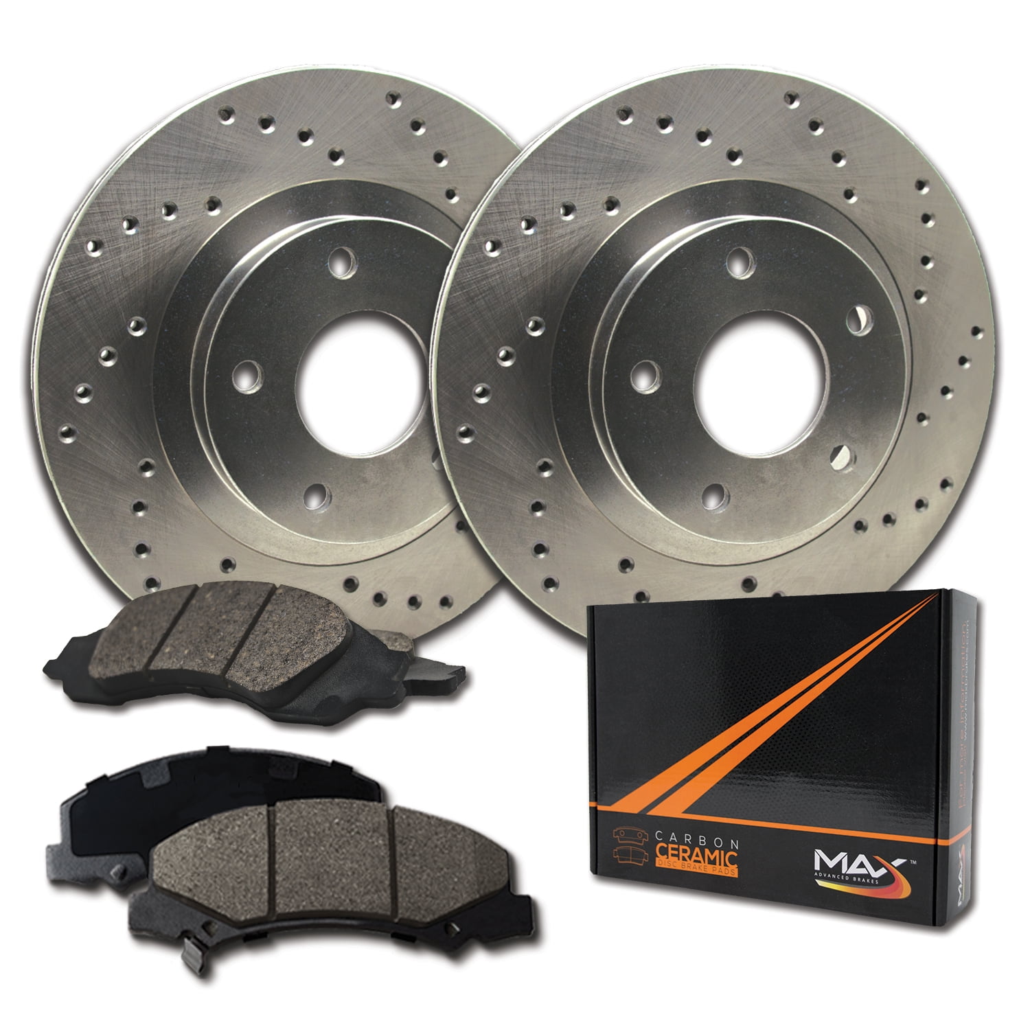 Fit 2010 Hyundai Elantra Front Rear Sport Drilled Brake Rotors+Ceramic Brake Pad