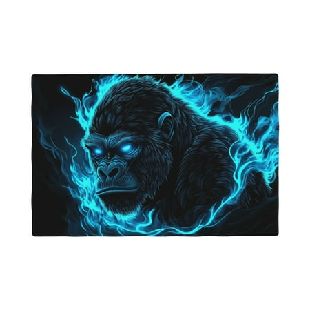 

Placemats Set of 4 Black Gorilla Blue Flames Place mats for Dining Table Indoor/Outdoor Cute Heat Resistant Washable Table Mats(18 x 12 )