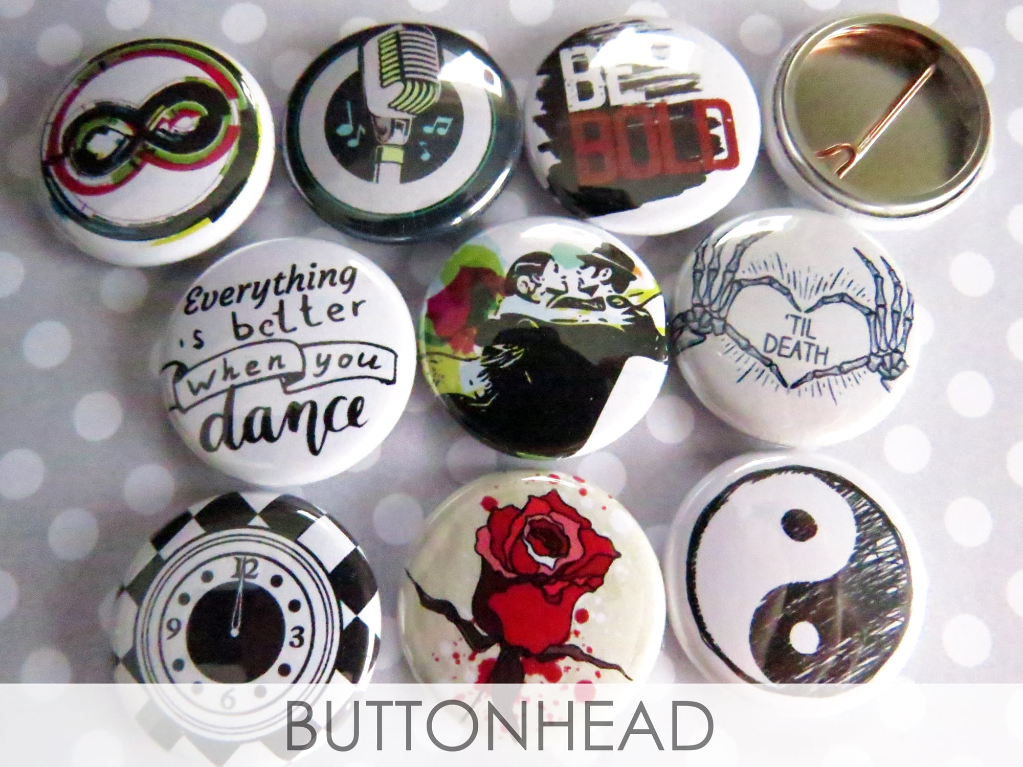 Buttons Pins Theme Sets – Art, Cute, Funny, Geeky, Political, Punk,  Inspirational, School
