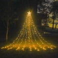 thumbnail image 4 of Lámpara LED de cascada con forma de estrella de cinco puntas, lámpara colgante para árbol de Navidad, lámpara de agua, lámpara decorativa para exteriores, lámpara solar con control remoto para patio, 4 of 6