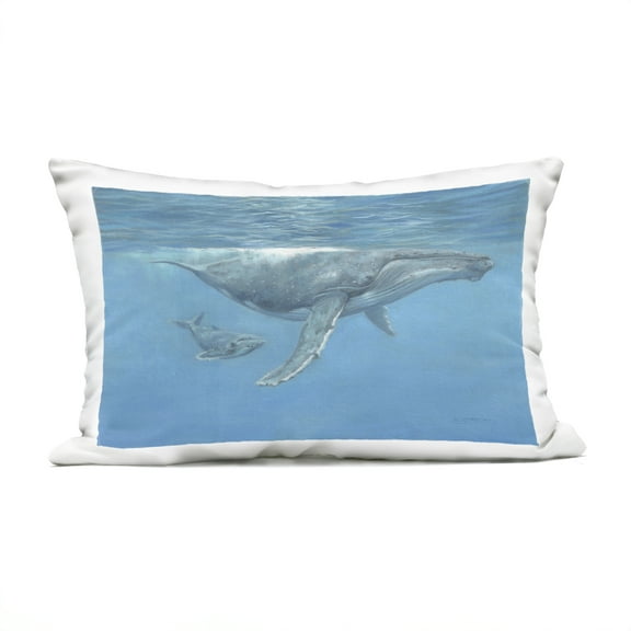 Stupell Industries Humpback Whale Underwater Outdoor Printed Pillow design by David Stribbling, 14 x 7 x 20