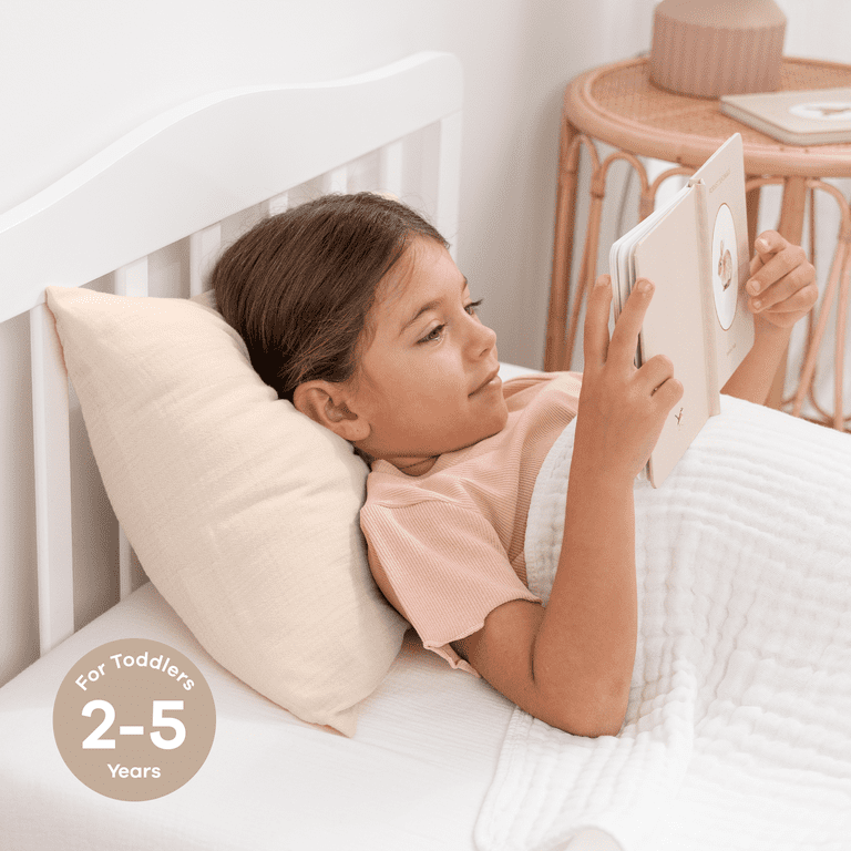 QINGYA Toddler Pillows 2 Pack - 13x18 Inch Down Alternative, Machine Washable, Soft & Breathable For Daycare, Crib, Travel