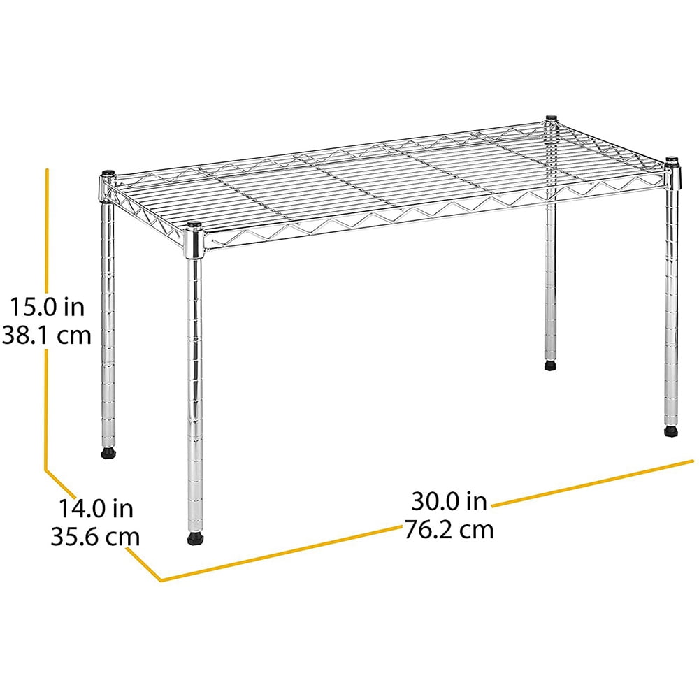 Whitmor Supreme 30"W x 14"D x 15"H Steel Freestanding Shelves, Silver Chrome, for Adult Use