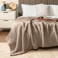 thumbnail image 5 of PAVILIA Sherpa Throw Blanket For Couch Sofa, Taupe Tan Fluffy Warm Plush Blanket for Bed, Cozy Super Soft Lightweight Throw, Fuzzy Decorative Blanket, All Season Home, 50x60, 5 of 9