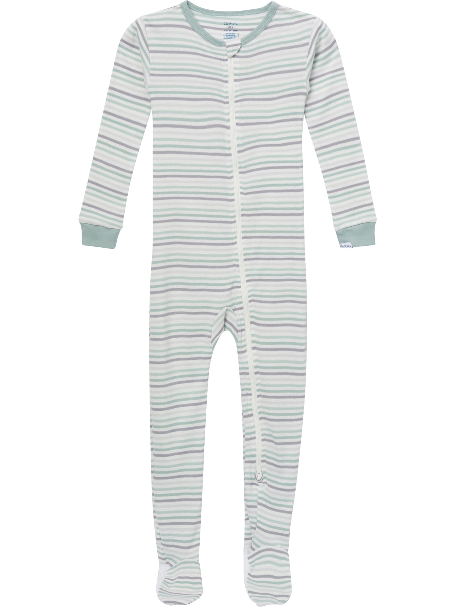 Gerber Baby and Toddler Neutral Tight Fitting Footed 2-Way Zipper Unionsuits, 2-Pack, Sizes 0/3 Months - 5T
