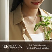 JeenMata Lab Grown Diamond 0.50 Carat Round Cut Classic Solitaire Pendant Necklace - in 18K White Gold Plating for Women