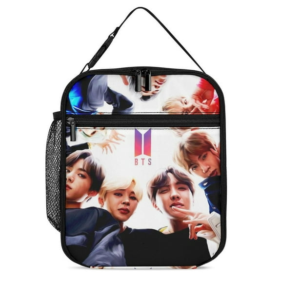 Kpop BTS Lunch Bag, Insulated Lunch Bag for Women Men Lunch Box Container Bag Reusable Lunch Tote Bag for Office, Work, Beach, Travel, Picnic