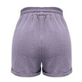 thumbnail image 6 of vigerkar Linen Shorts for Women High Waisted Wide Leg Drawstring Casual Summer Beach Shorts Plus Size Cute Flowy Lounge Shorts Purple, 4XL, 6 of 6