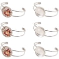 thumbnail image 1 of Pulseras de brazalete con bisel de 0,8 pulgadas y 6 cabujón de cristal transparente redondo de 20 mm para hombres y mujeres, color plateado., 1 of 9