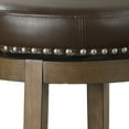 thumbnail image 2 of Benjara 25 Inch Counter Height Swivel Stool, Nailhead Trim, Leatherette Seat, Set of 2, Brown, 2 of 5