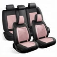 thumbnail image 2 of Car Seat Covers Full Set Fit for Mercury Mariner 2005-2011, Premium Faux Leather Seat Protectors, Breathable, Waterproof & Anti-Slip Full Wrapping Edge Seat Covers (Black&Pink, Full Set), 2 of 7