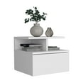 thumbnail image 6 of Floating Nightstand 12"H, Wall Mounted With Single Drawer And 2-Tier Shelf, White, 6 of 7