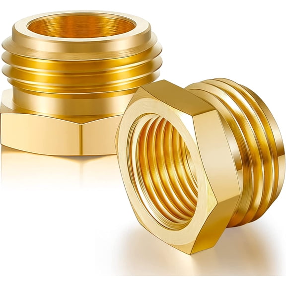 2 Pcs G1/2 Female to GHT 3/4 Male Hose Adapter, Brass Thread Garden Metal Pipe Connector Swivel