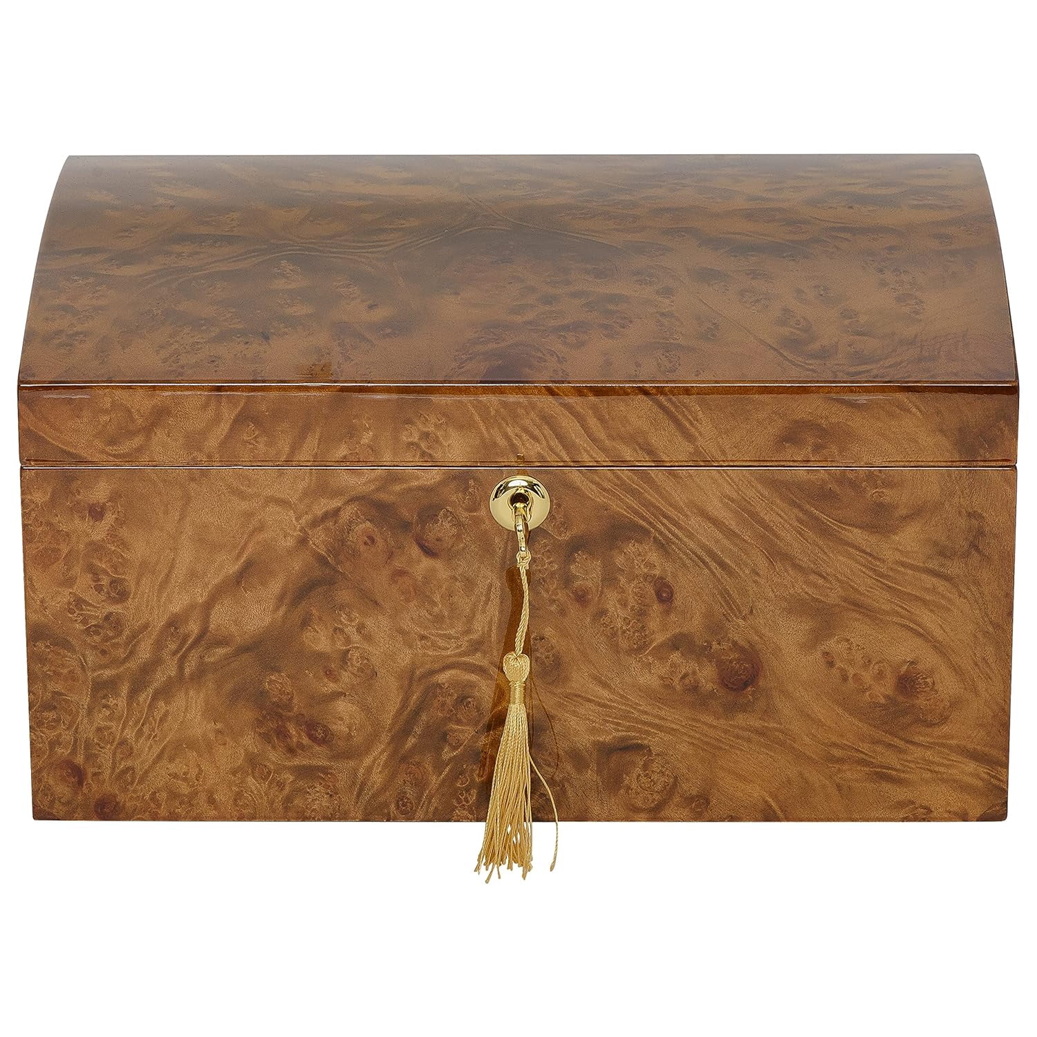Humidor Supreme Arcos Desktop Cigar Storage Rustic Red Burl Wood, Holds 40-70 Cigars