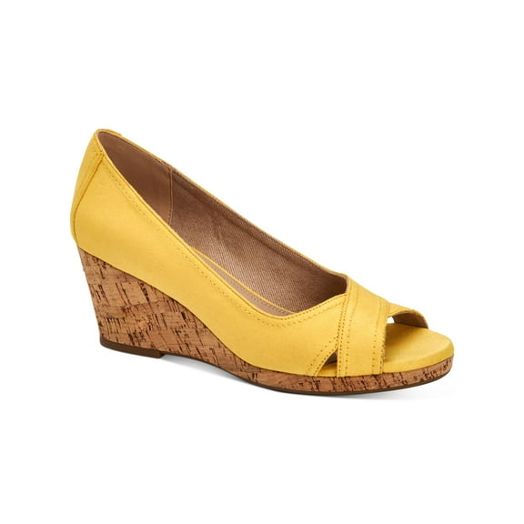 CHARTER CLUB Womens Yellow 1/2" Platform Crisscross Strap Comfort Toniie Round Toe Wedge Slip On Sandals 10 M