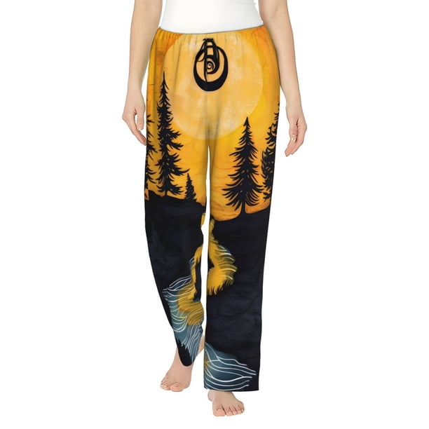 Balery Sunset River Pine Trees Pantalones de pijama para mujer, pijamas ultraligeros, pantalones de estar por casa-Large